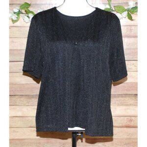 Notations Ladies Black Layered Cardigan Sweater Size L Short Sleeve Faux Cami